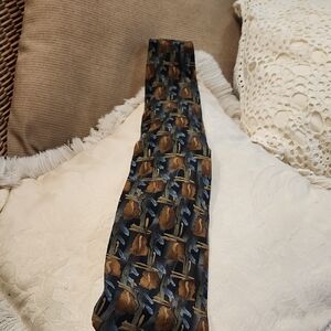 Men's Vintage Blue and Brown Tie